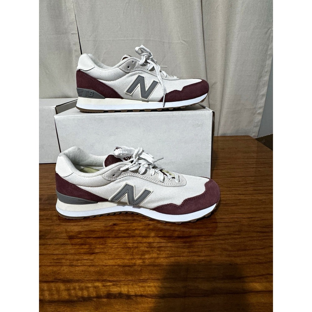 New Balance 515 Men's Low Top Lace Up Athletic Sneakers White/Gray/Burgundy
